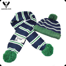 Fashion Cute Knitted Children Beanie and Scarf with Pompom